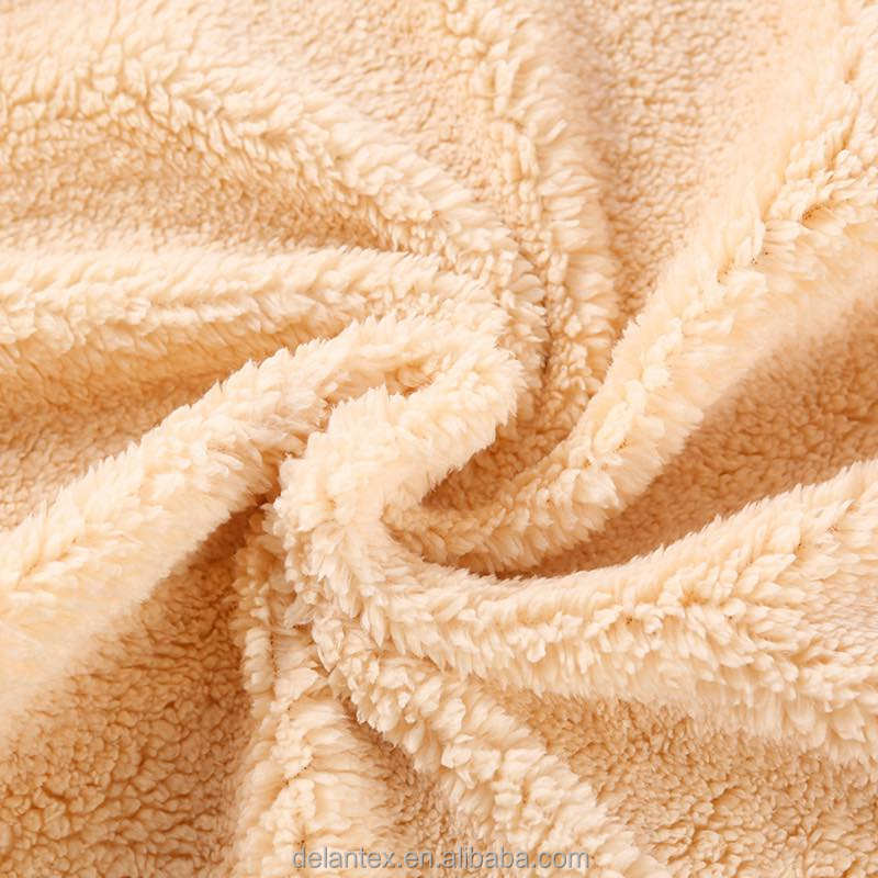 Delantex Cheap Soft Hoodi Fabric Brushed Blanket Artificial Fur Fabric Plush Fleece Coat Brush Sherpa Fleece Fabric Free Sample
