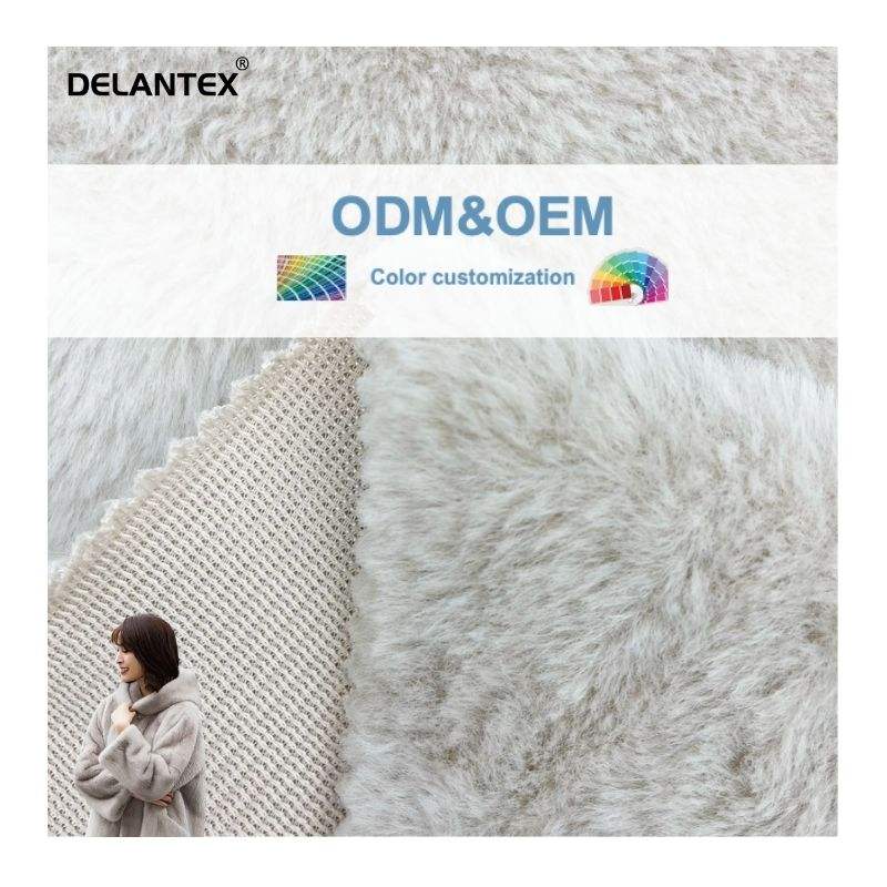 Delantex Wholesale 100% Polyester Rabbit Fur Fabric One Side Brushed Warped Anti-Static for Winter Warm-keeping Coats Girls