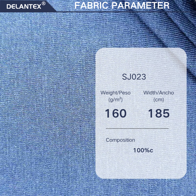 Delantex Cotton Moisture Wicking Summer Short Sleeved Hot Selling Fabric 185cm 160gsm Chinese Wholesaler