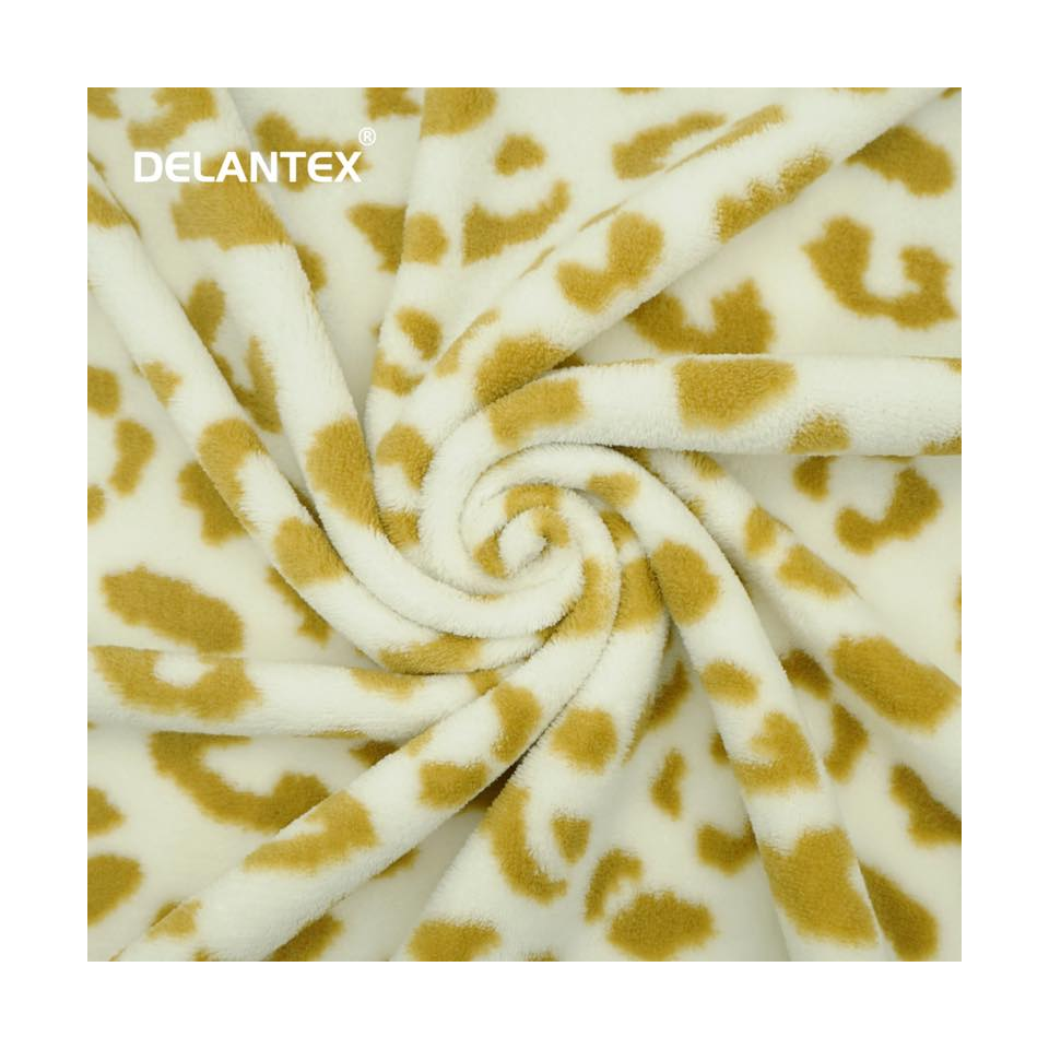 Delantex 100% Microfiber Polyester Printed Coral Fleece Fabric Free Sample