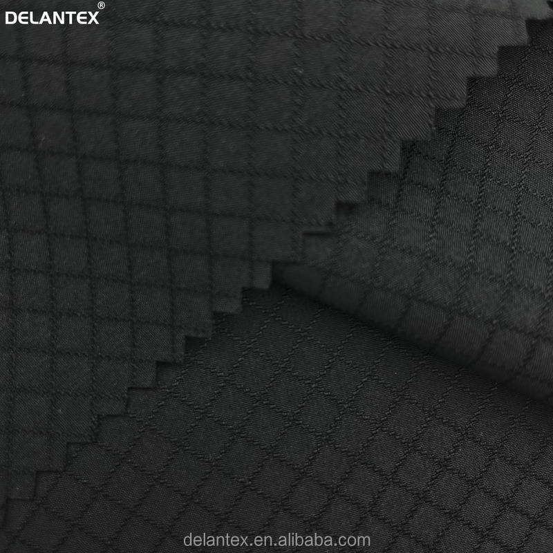 Delantex 100%polyester 75D Matte Large Diamond Pattern Dobby Grid Waterproof Softshell Fabric for Jacket