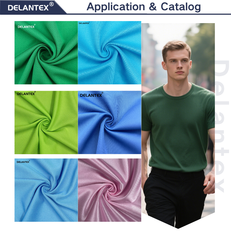 Delantex Green 100% Polyester Knit Athletic Sports Mesh Jersey Fabric for Football Soccer Sportswear Bird Eye