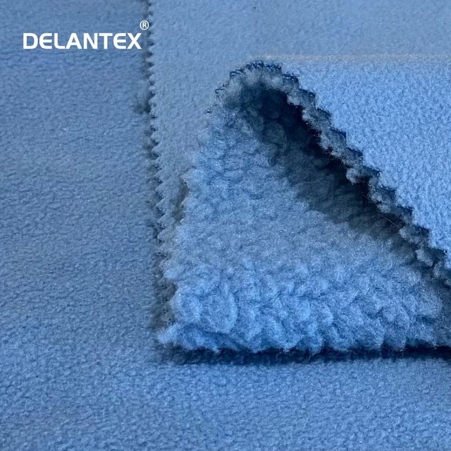 Delantex Customization Hot Sell Polyester Sherpa Fleece Fabric Bonded with Polar Fleece for Winter Coat and Blanket Free Sample