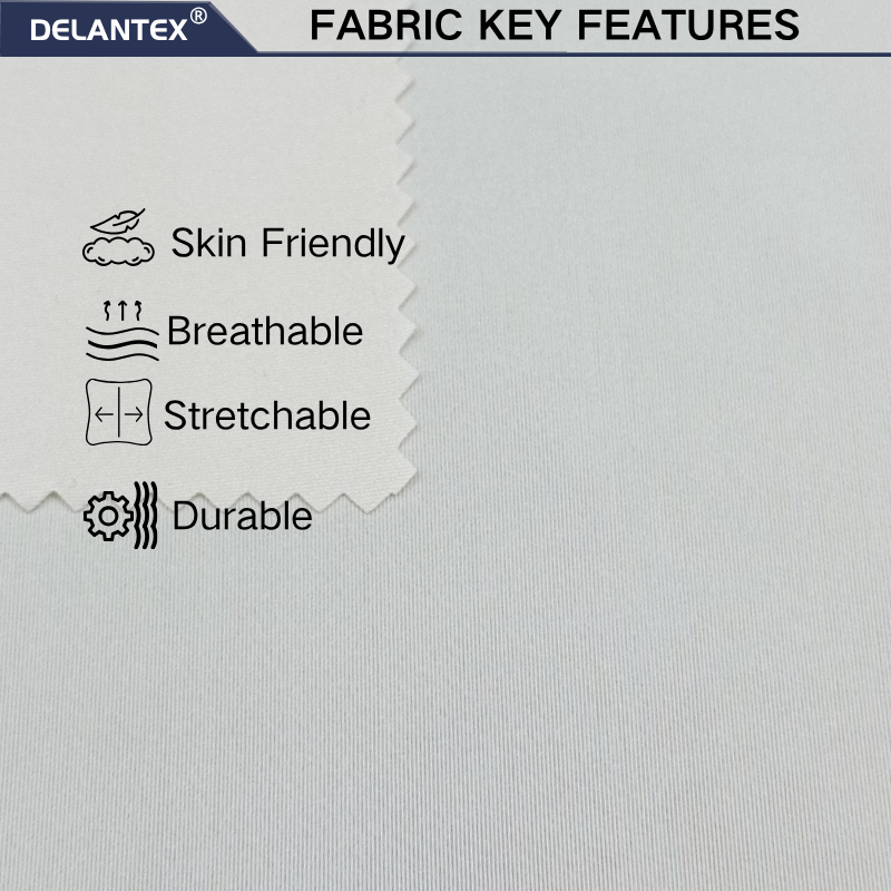 Delantex 86% N+14% SP Raw Material Four-way Elastic Medium Strength Knitted Sportswear Fabric Wholesale Supplier