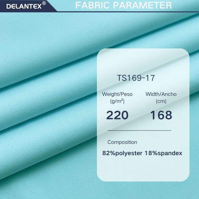 Delantex High-Performance Compression Wear Fabric 220gsm 168cm 82/18 Poly Spandex Stretch Athletic Textile Free Cut
