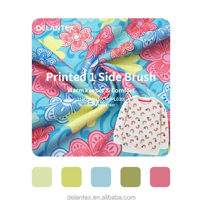 Delantex Custom Super Soft Raw Material Cute Graphics 100% Polyester Double Sided Polar Hoodie Fleece Fabric for Shirts Cloth