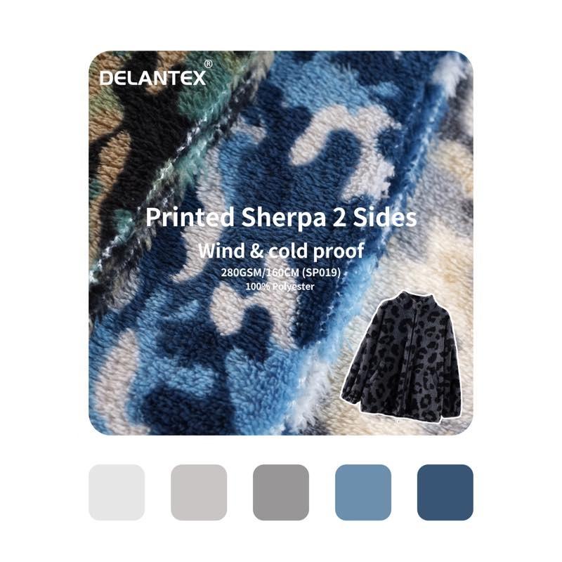 Custom Hot Selling Winter Designer Grey 100%Polyester Camouflage Fleece Fabric Sherpa Fabric