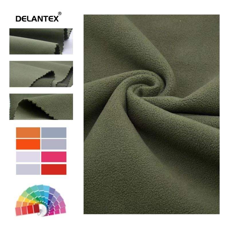 Delantex Wholesale 100% Polyester Windproof Laminated 4 Way Stretch Bonded Polar Fleece Fabric for Jacket