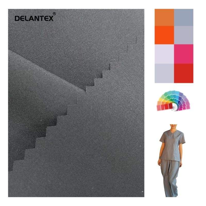 Delantex Wholesale Black 160GSM Wear-resistant Polyester Spandex Woven Fabric for Uniforms