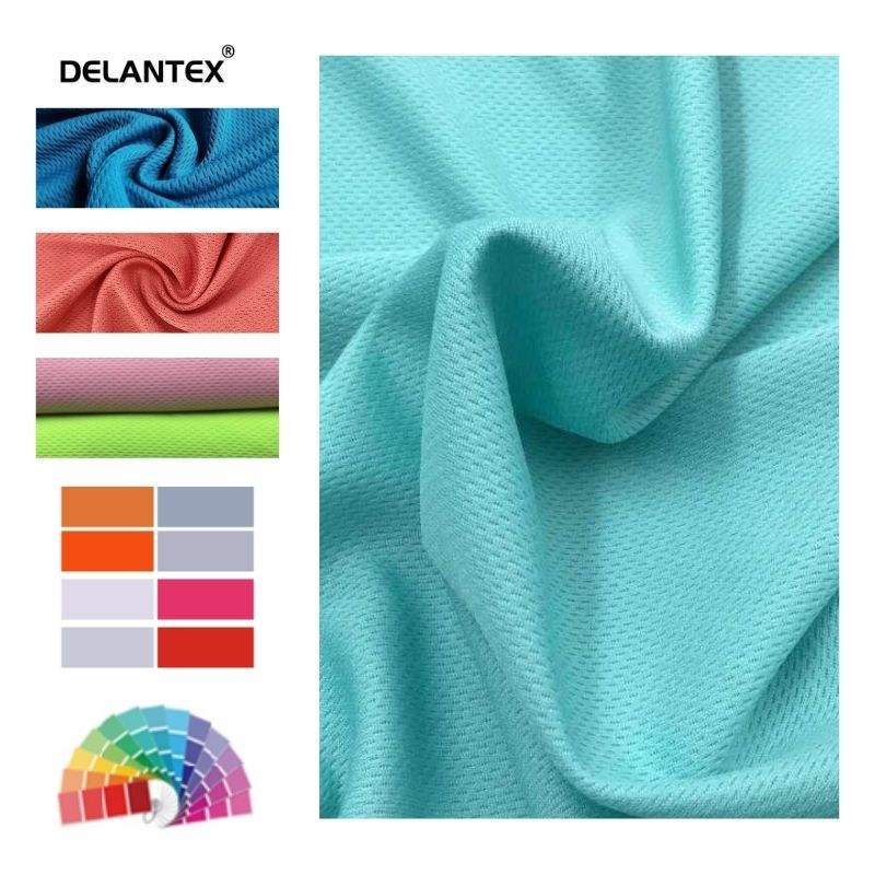 Delantex hot sale Customer solid 100% Polyester Birds Eye mesh Sportswear fabric for world cup t-shirt