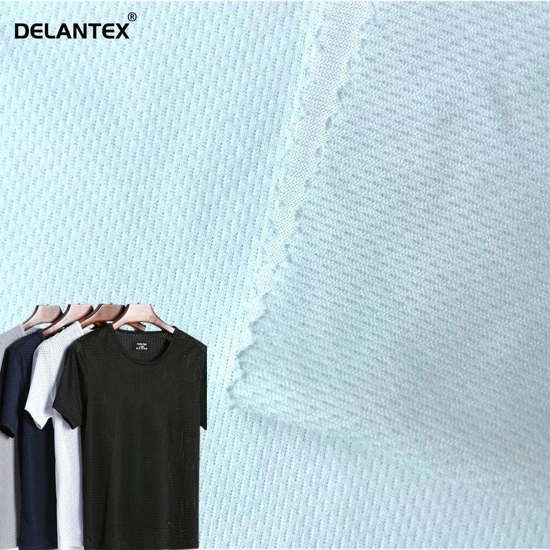 Delantex 100% Polyester 75D/72F Light Weight Bird Eye Mesh Jersey Fabric for Football
