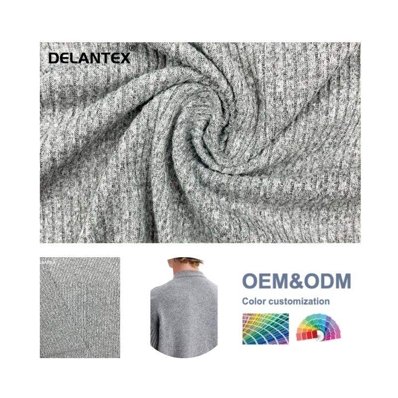 Delantex Customized 4*2 Melange Rib Fabric 2 Sides Brushed for Cuff