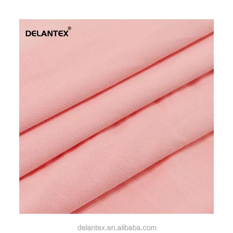 Delantex Stretch Single Jersey Knit Milk Silk Fiber Fabric 100%Polyester Elastane Apparel Fabric