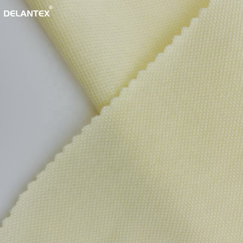Delantex 200GSM 65% Polyester 35% Cotton Yellow Soft Fashion Wicking Pique Fabric Tejido Pique Free Sample