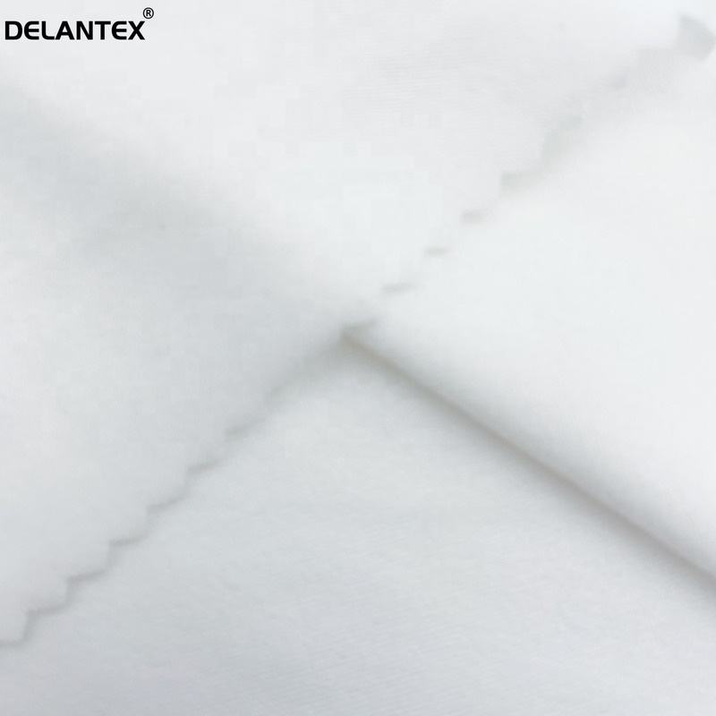 Delantex White Single Brushed Polyester Elastic Jersey Fabric with Good Price