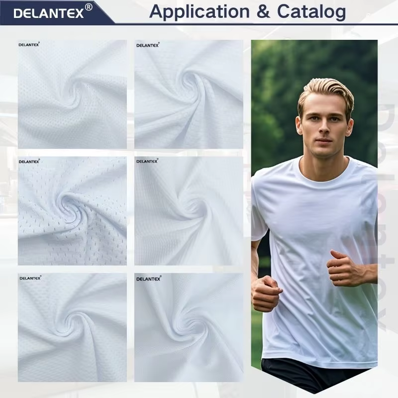Delantex Birds Eye 100%Polyester Polo Double Pique Knitted Fabric