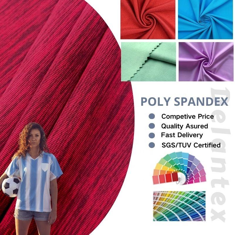 Delantex Factory 175gsm Soft Breathable Polyester Spandex Knitted Fabric Stretch Plain Style for Woman Tracksuits Fabric