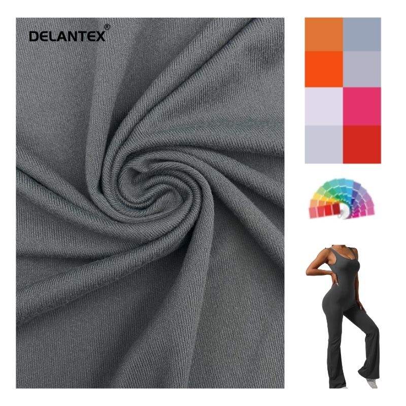 Delantex Two Sides Brushed Knit Grey Yoga Garment Fabric 178cm 140gsm