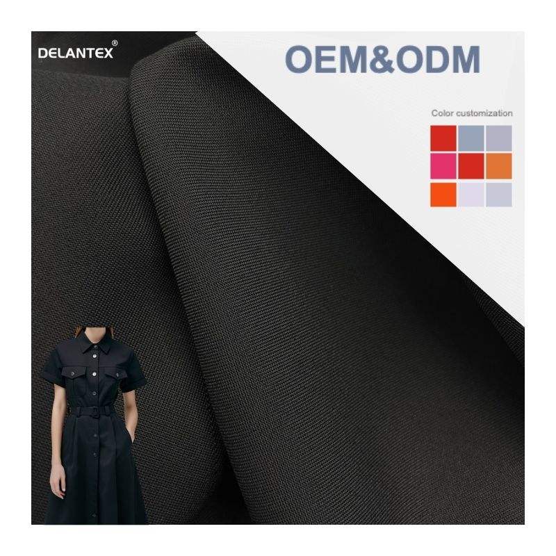 Delantex Sports Fabric 100% Polyester Black Twill Woven Fabric 170gsm for Women Dress