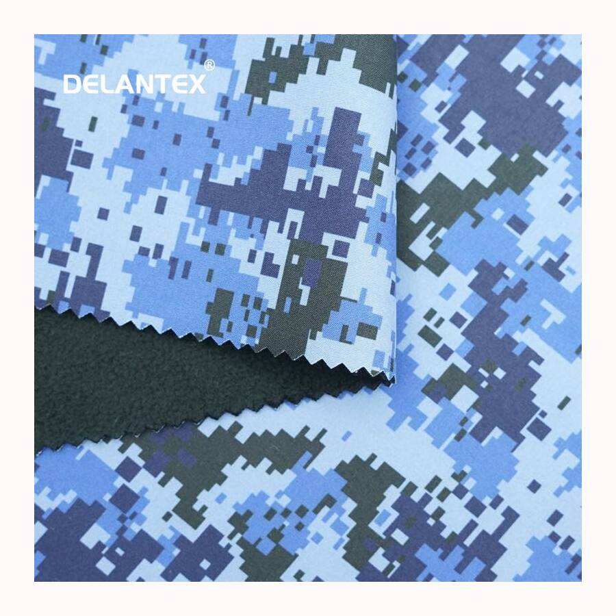 Delantex High Quality Polar Fleece Bonded Fabric New Design Camouflage Print Brushed Printing Fabric for Garments