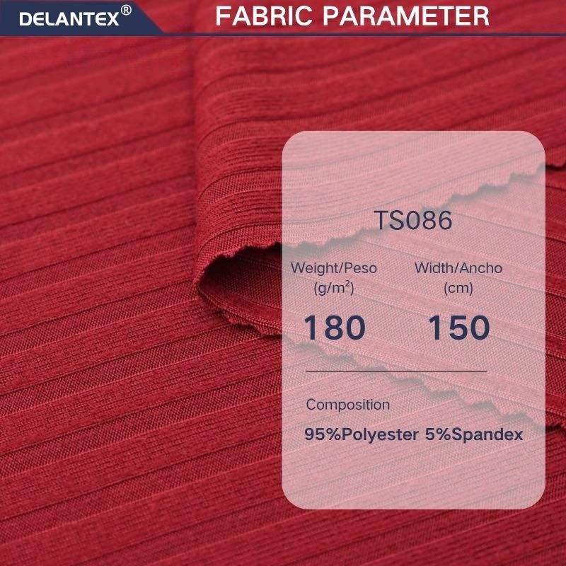Delantex Stretchy Garment Fabric Spandex Knitted Rib Jersey Fabric by the Yard for Sportswear Free Sample