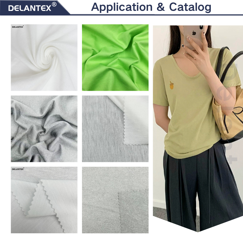 Delantex Summer Cool T-shirt Fabric Sweat Cloth 26s Breathable Moisture Wicking Chinese Fabric Manufacturer Knit Fabric