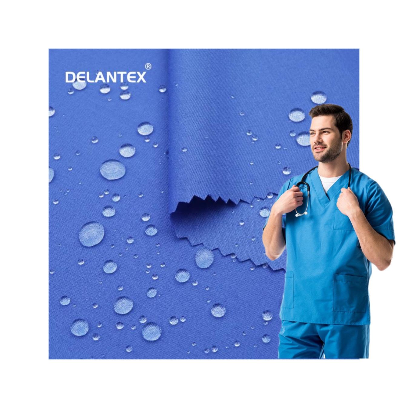 Delantex Polyester Spandex Woven Fabric for Scrubs Custom Nurse Scrubs Ant-ibacterial Fabric for Medical Uniform