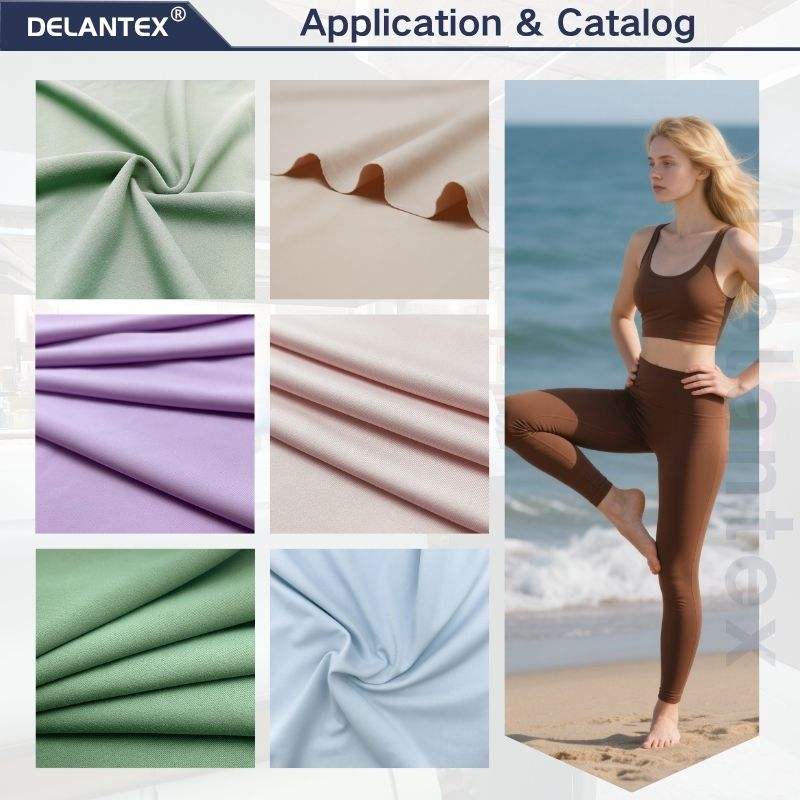 Delantex High-Density Polyester Spandex Interlock Jersey 220gsm 4-Way Stretch Yoga Leggings Fabric Free A4 Swatch