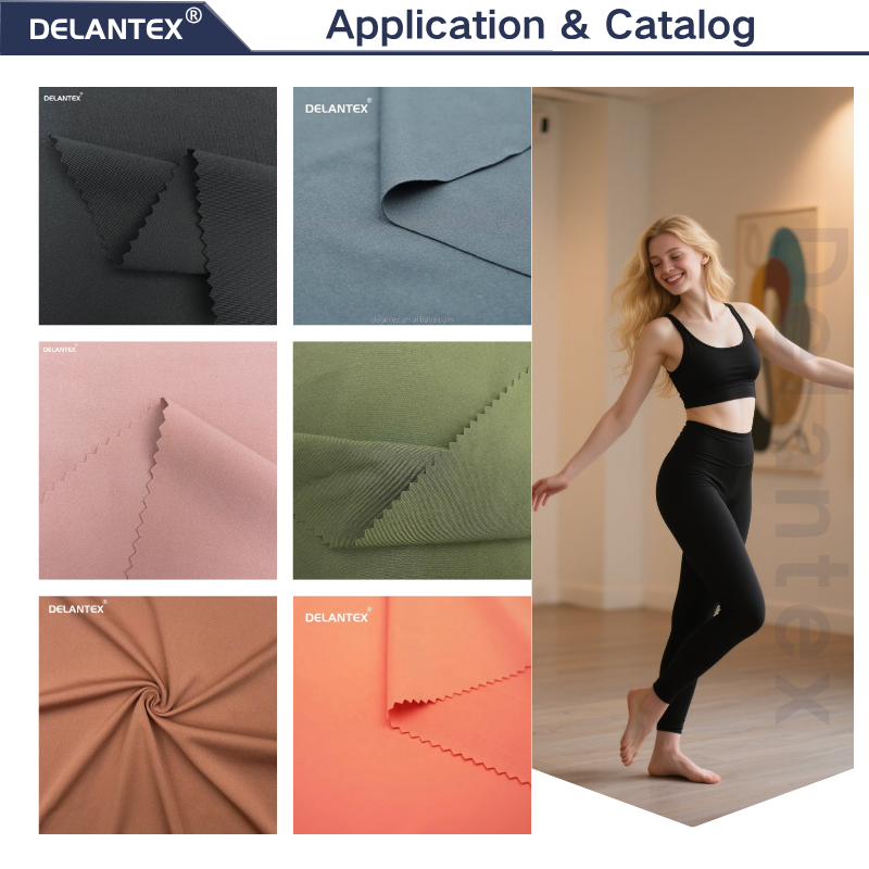 Delantex Free Sample Elastic Fabric Microfiber 4 Way Stretch High-density Polyester Fabric for Sportswear Yoga Pants