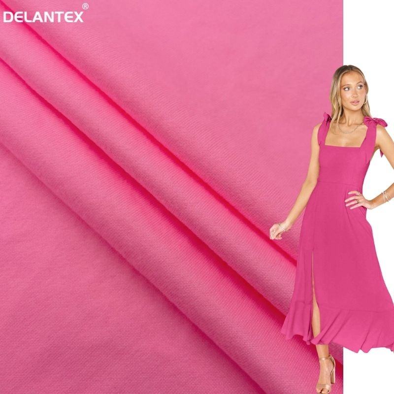 Delantex Hot Sale Double Brushed Elastic Polyester Spandex Jersey Fabric for Fashion Dress