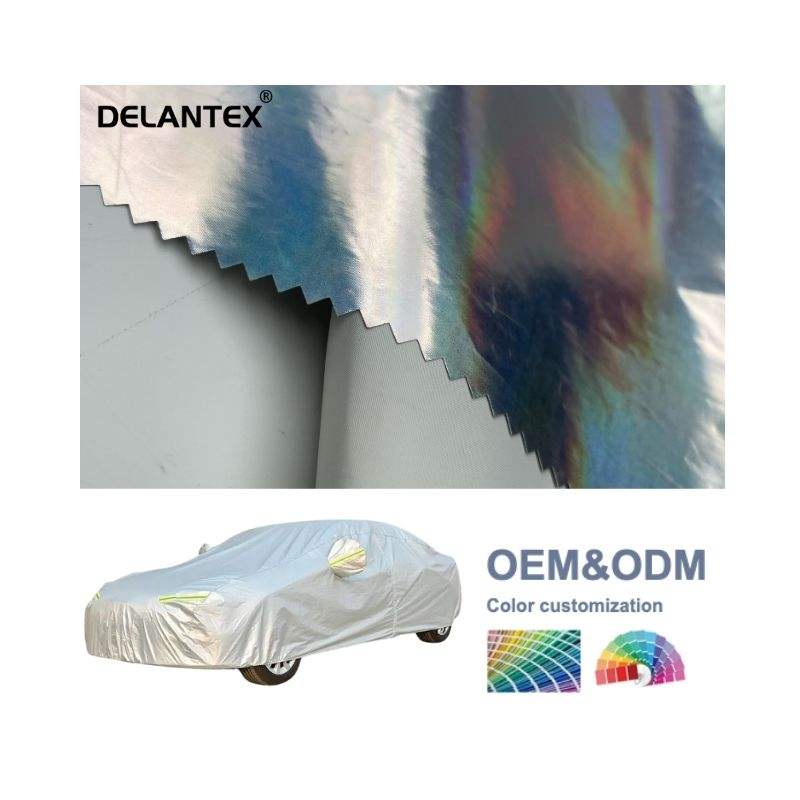 Delantex Lightweight Waterproof Polyester Reflective Fabric Silver Coated Taffeta Fabric for Car Cover Umbrella Free Sample