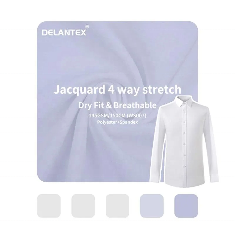 Jacquard Plaid Polyester Spandex 4 Way Stretch Fabric for Uniform Shirt Chef Uniform