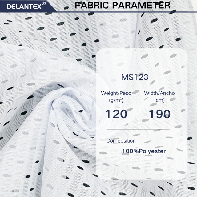Delantex Sport Wear Material 100% Polyester Eyelet-Bird-Eye Mesh Fabric Knit for Clothing Sublimation Fabric