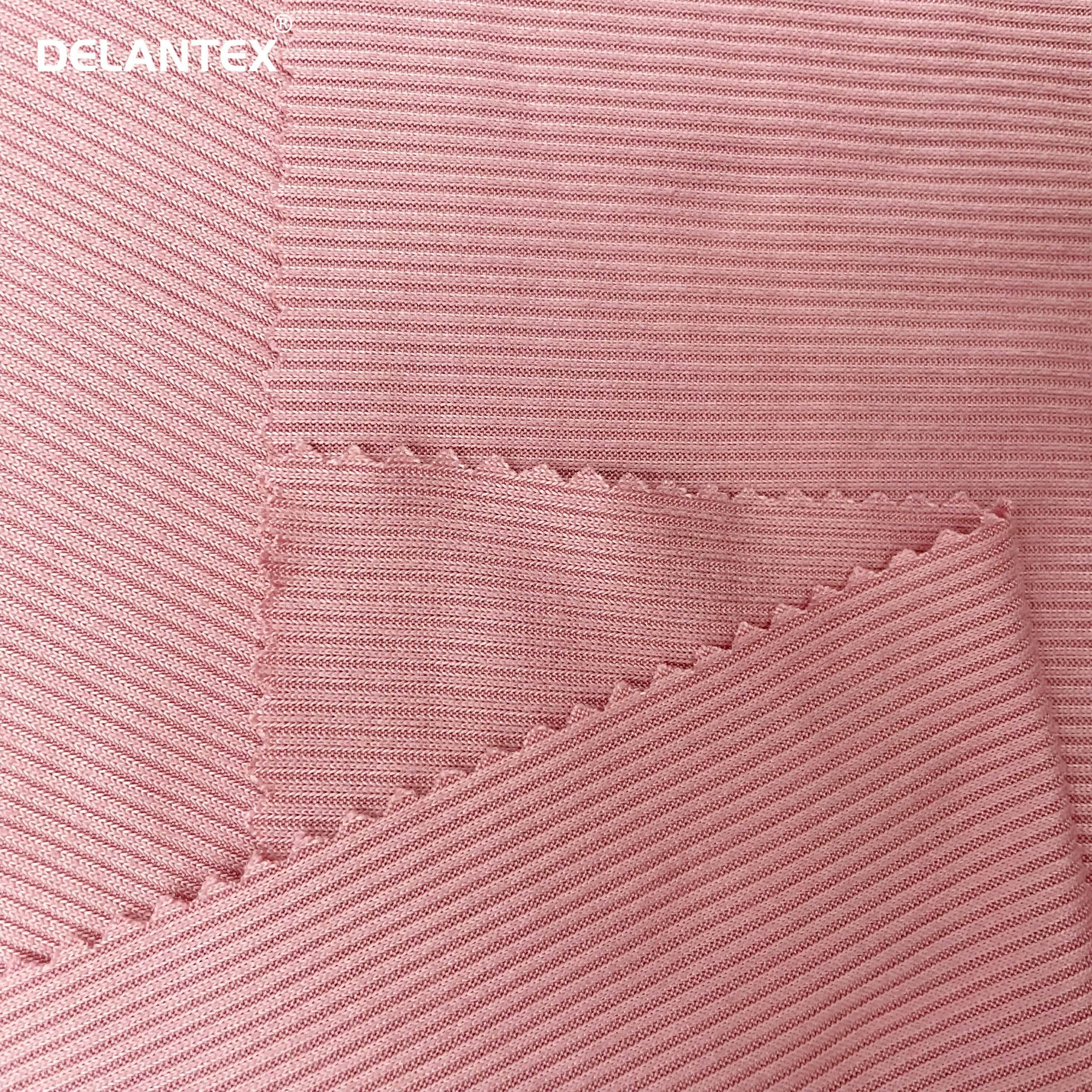 Delantex Factory Price DTY 2*2 Rib 2 Sides Brushed Poly Spandex Rib Fabric Free Sample