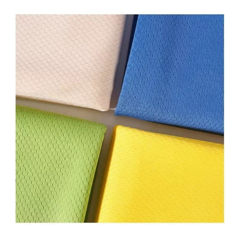 Delantex Sportswear Training Shirt Fabric Sublimation Printed Use 100Polyester Wicking Honeycomb Knitted Mesh Fabric Free Sample