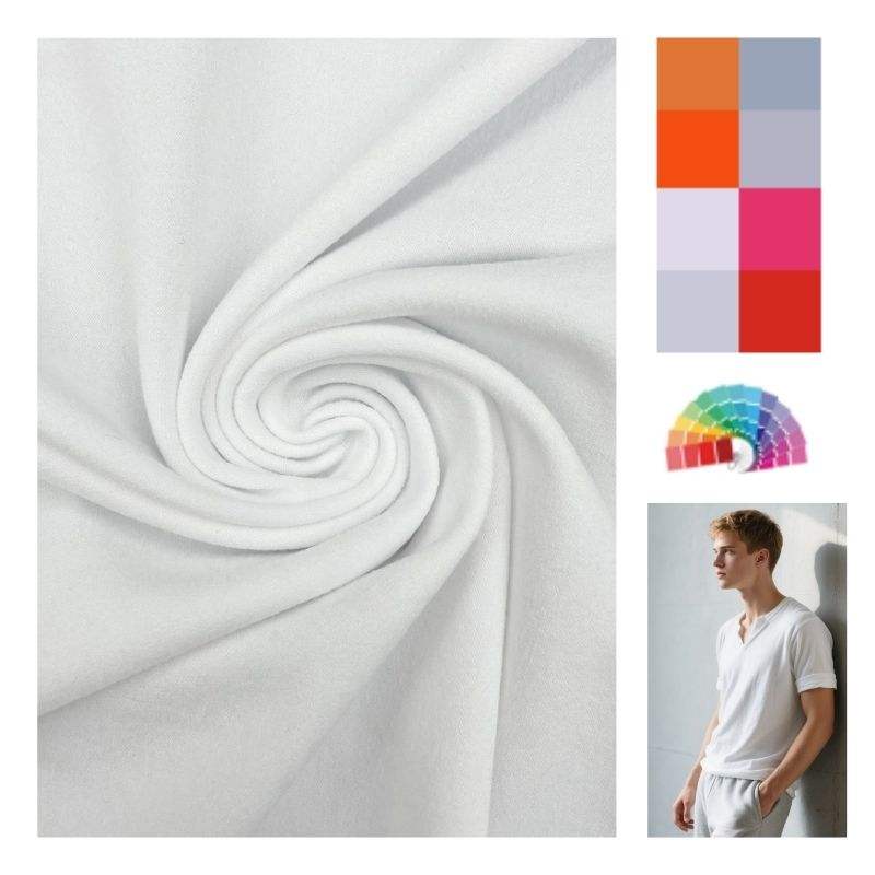 Delantex Plain Dyed Knitted Stretchy Jersey Garment Fabric Double-Sided Brushed Jersey Fabric for Sports Sweatshirt Free Sample