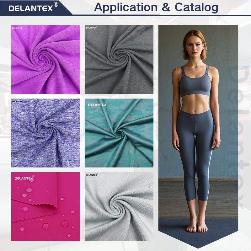 Delantex 265gsm Polyester Spandex Yoga Grm Activewear Sport Wear Lulu Fabric Quick-Dry Plain Style for Girls