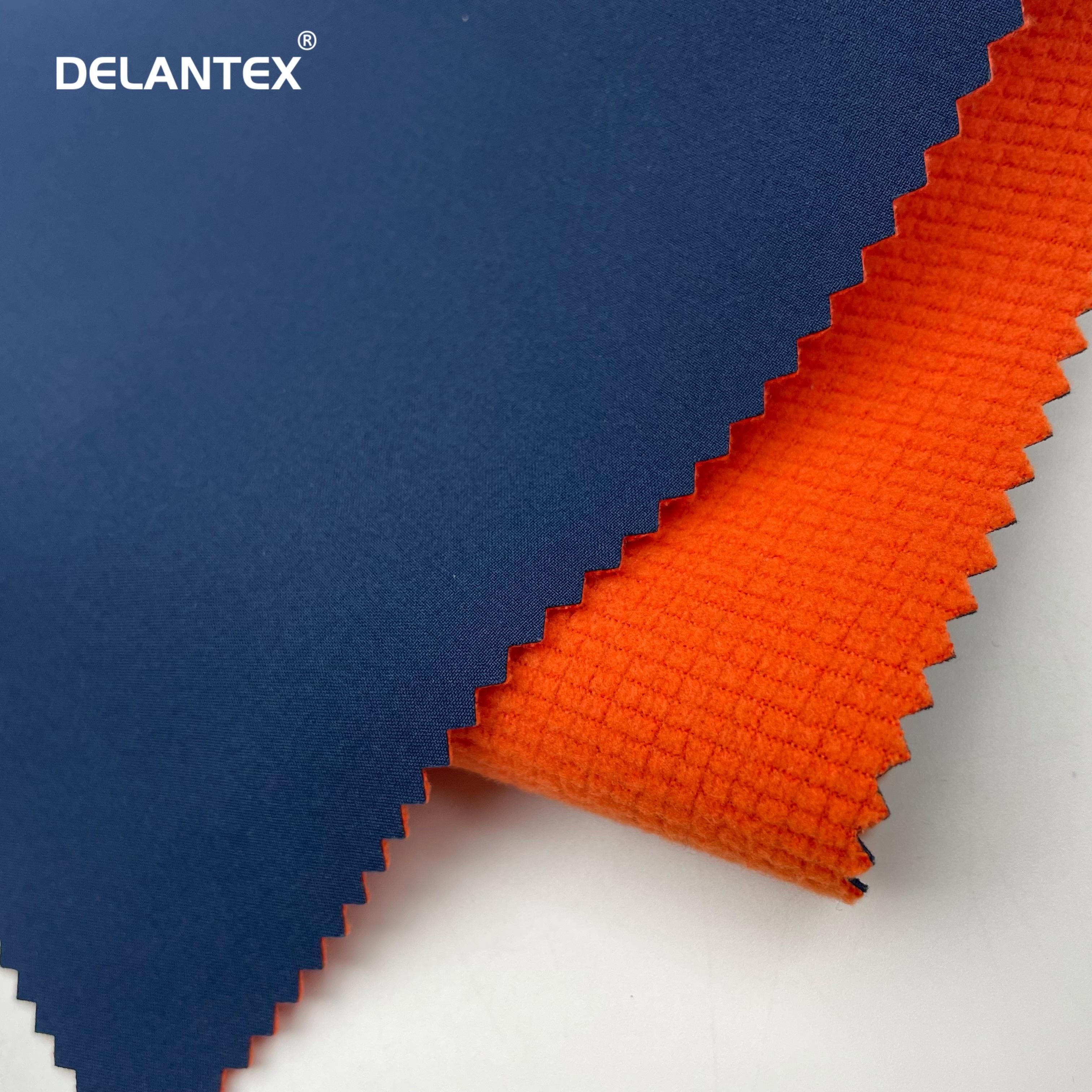 Delantex High Quality 94%Polyester 6%Spandex Waterproof Durable Plaid Fleece Fabric with 4-Way Stretch