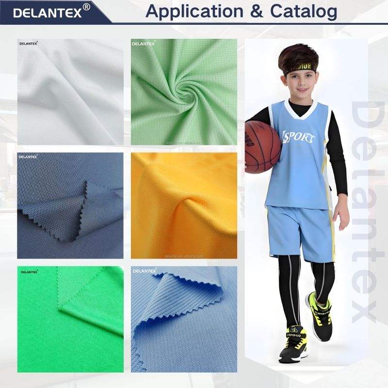 Delantex 100% Polyester Interlock Mesh Fabric Wicking Finish Solid Dye Eco-Friendly T-Shirt Cloth Outdoor Garment Free Sample