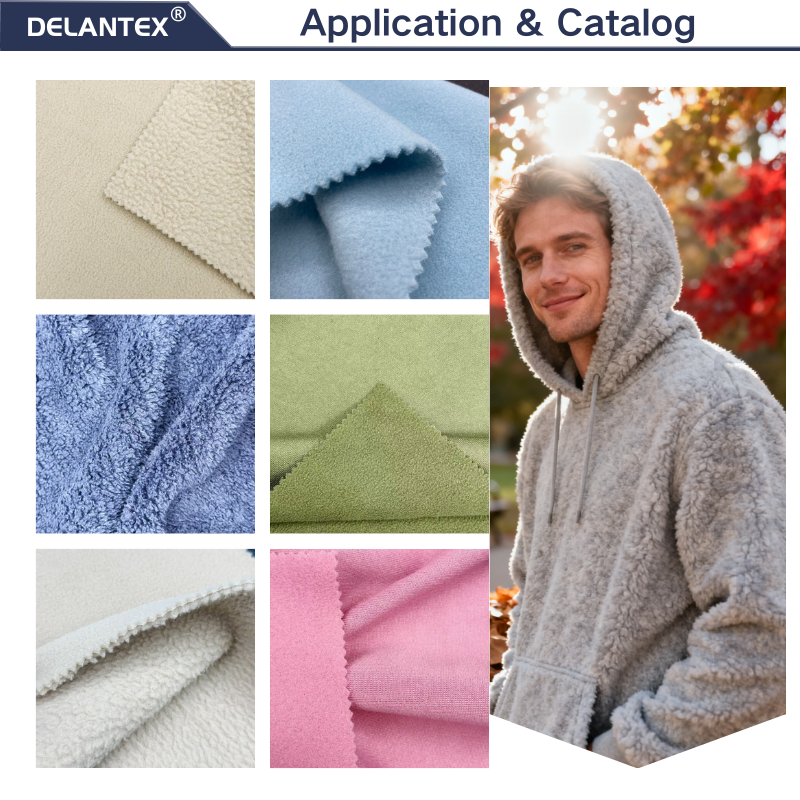 Delantex 160cm 280gsm 100%polyester Sherpa Fleece Fabric for Winter Warm Jacket