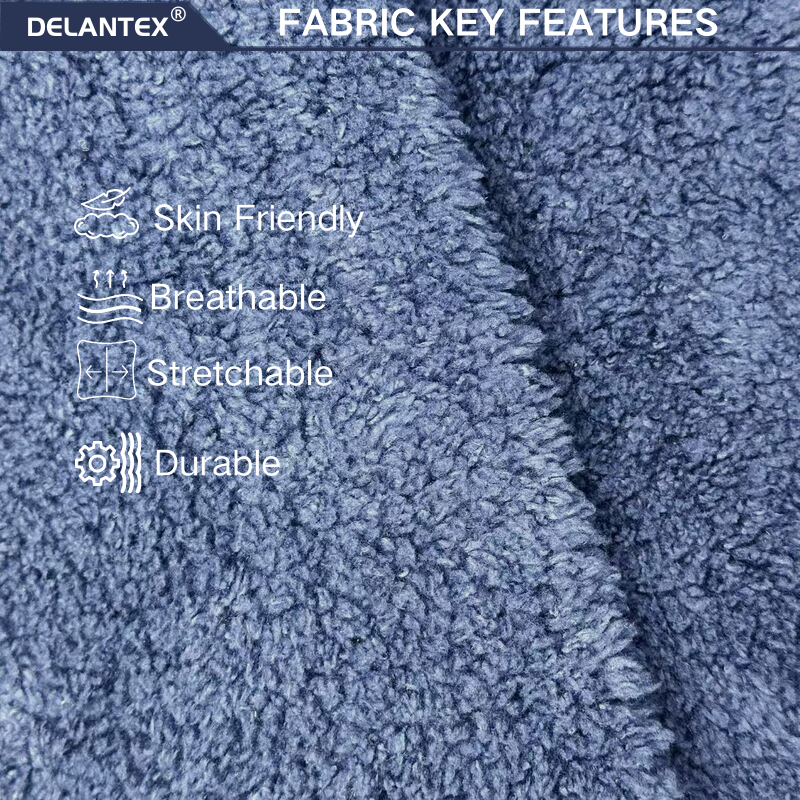 Delantex 160cm 280gsm 100%polyester Sherpa Fleece Fabric for Winter Warm Jacket