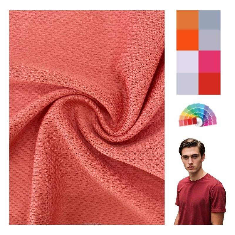 Delantex Good Quality Quick Dry Mesh Fabric 100% Polyester Weft Knitting Fabric for Sportswear