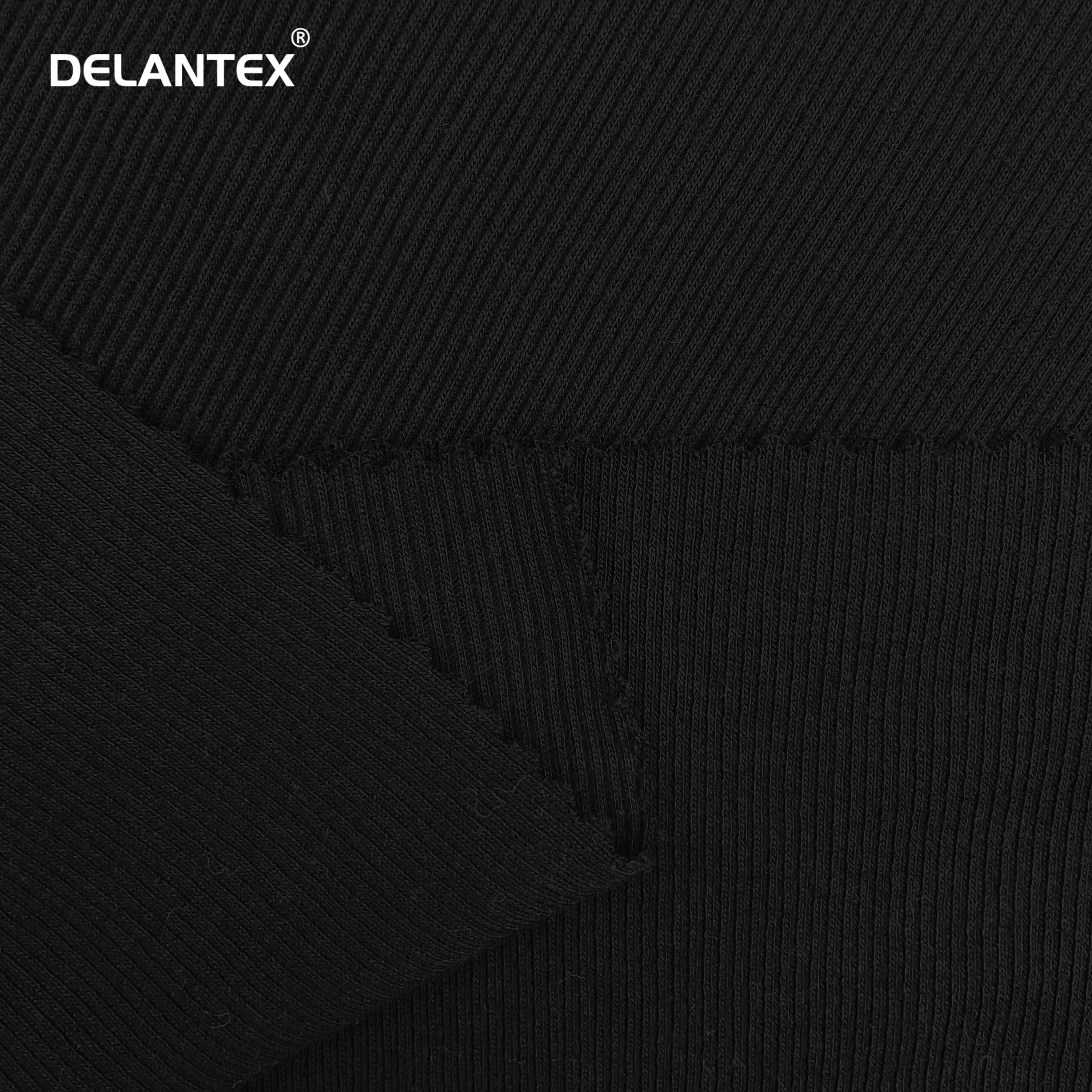 Delantex Custom Color Ribbing 95% Polyester 5% Spandex Solid 310GSM Ribbed 2*2 Rib Knit Fabric