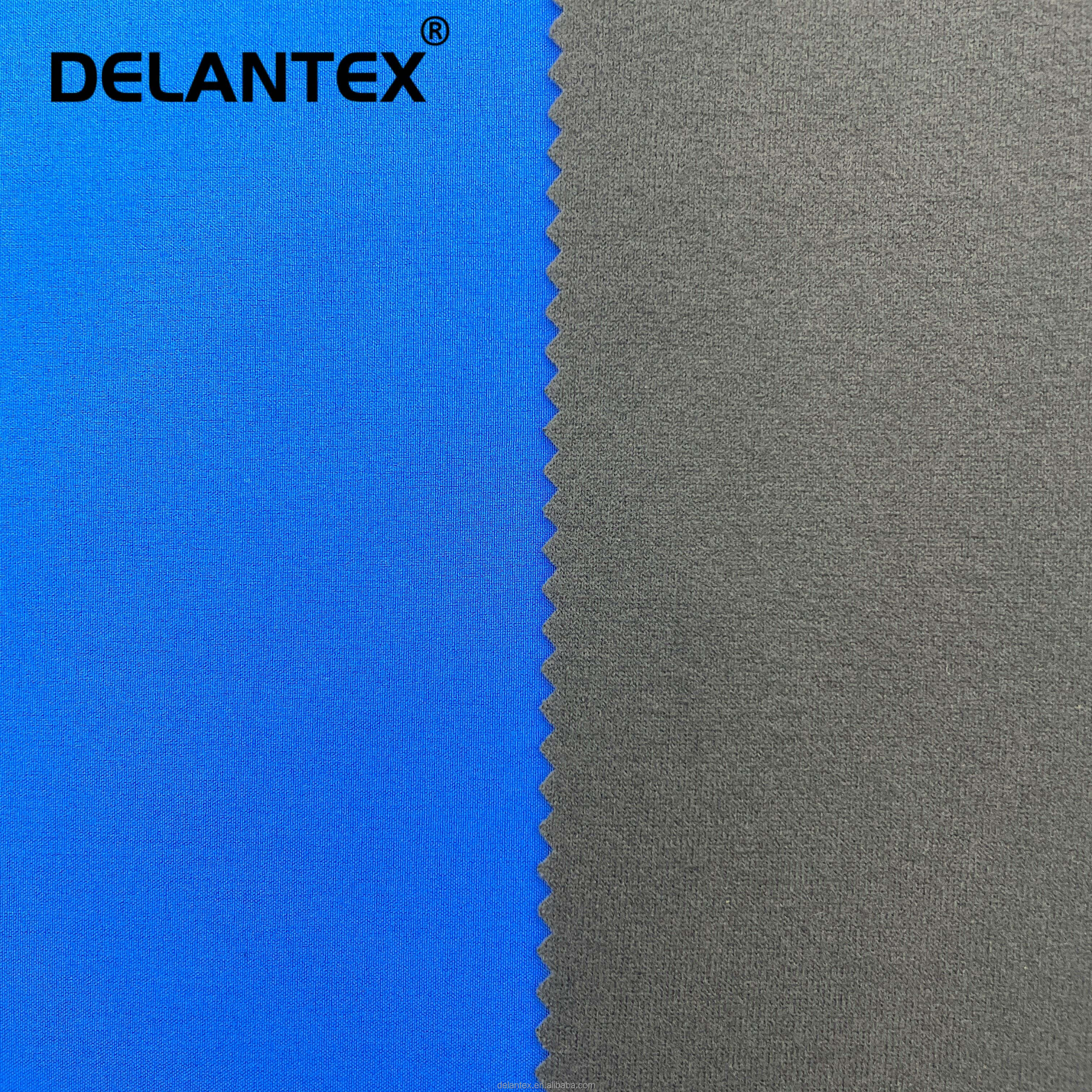 Delantex 2-Layer Water Repellent 4-Way Stretch 100% Polyester Soft Shell Fleece Fabric 350gsm Solid Color