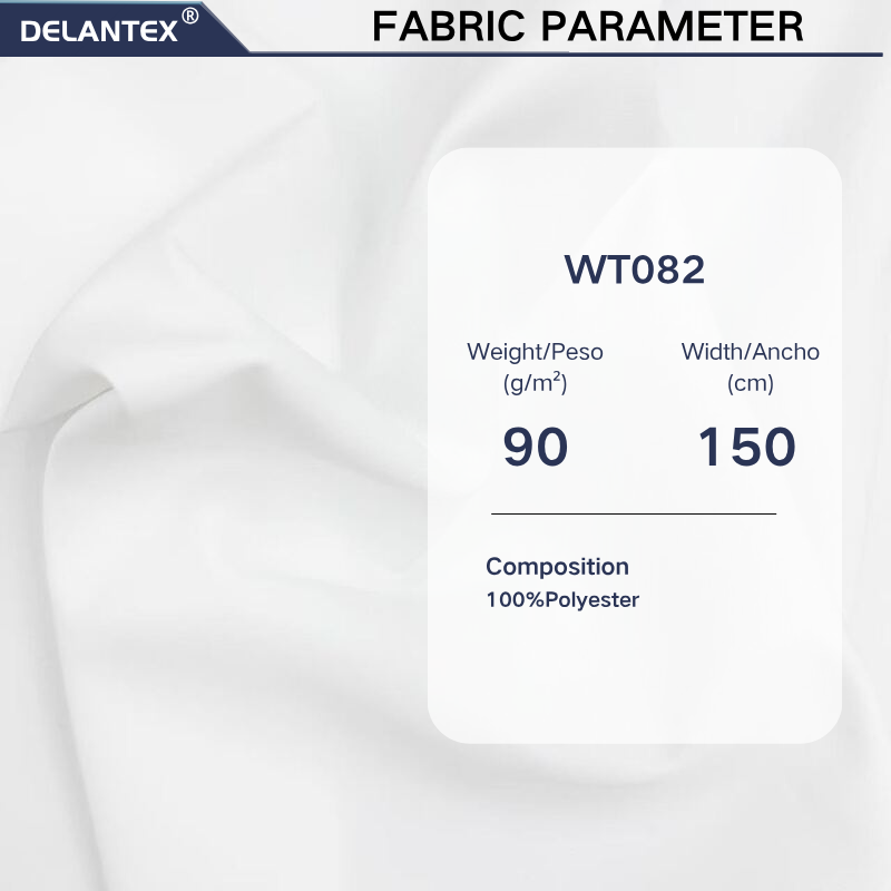 Delantex 90gsm White 100% Polyester 260T Pongee Fabric For Garment Lining &Outdoor Jackets with flexible order quantities