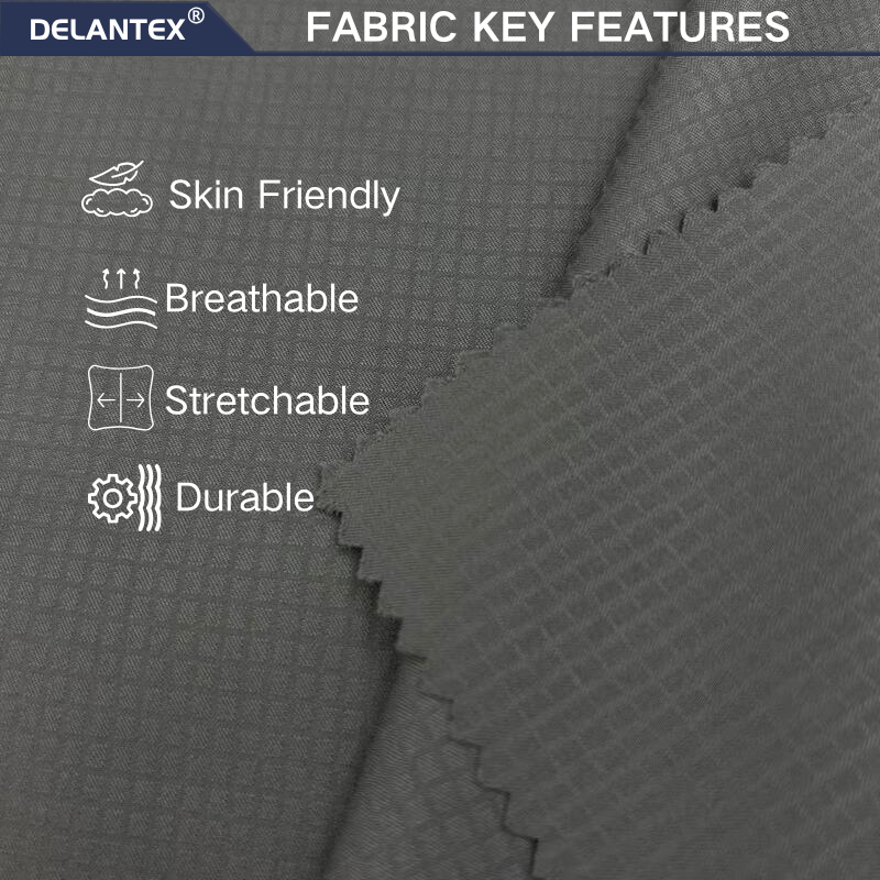 Delantex Wholesale 80GSM 100% Polyester 50d Plain Grid Jacquard Woven Fabric for Shirt Flexible Fabric Manufacturer