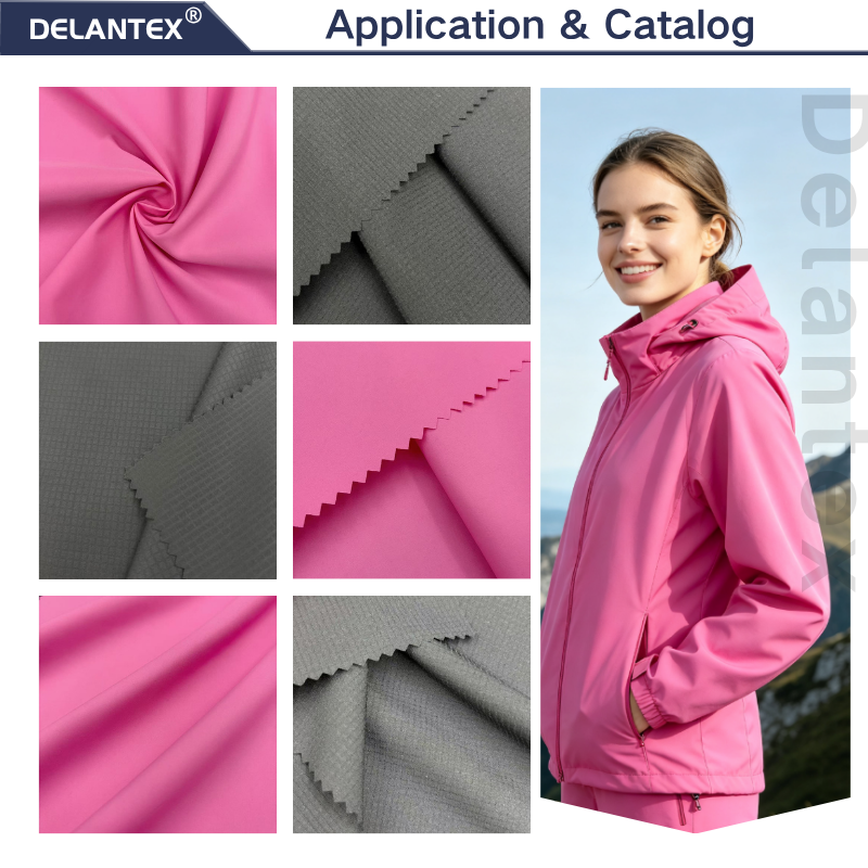 Delantex 100gsm Pink 100% Polyester 280T Matte Pongee Fabric 75D*75D Lightweight Soft Fabric for Lining Outdoor Coat flexible fabric manufacturer