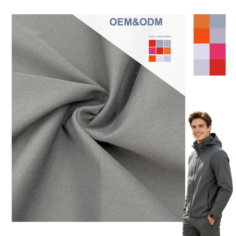 Delantex OEM ODM Waterproof Plain Dyed Woven 190gsm 100% Polyester ATY High Elastic 2/1 Twill Fabric for Outdoor Hiking Coat