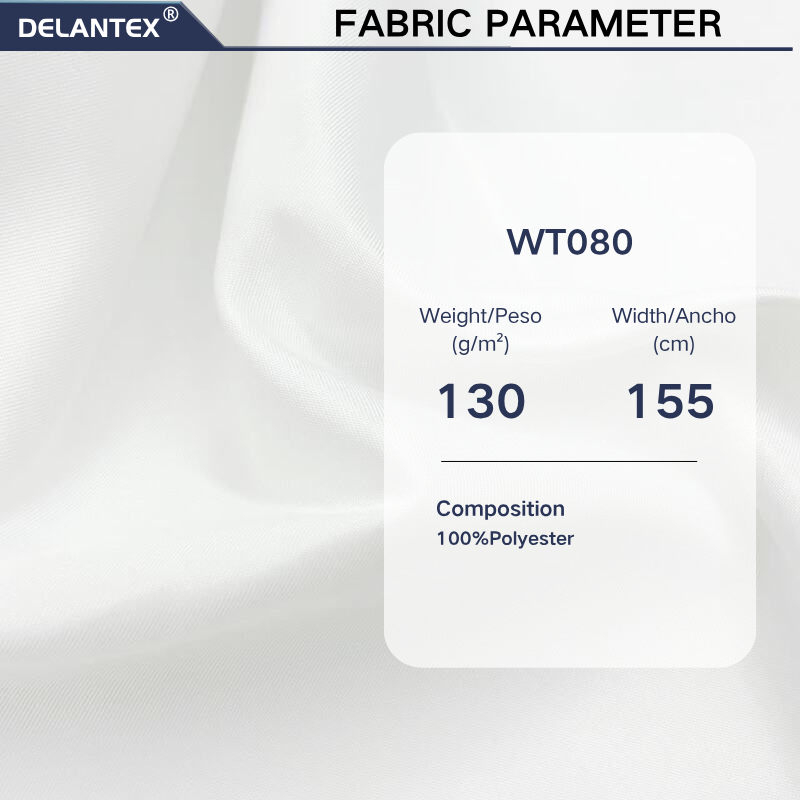 Delantex White 100% Polyester Peach Skin Style Medium Woven Twill Fabric for Sleepwear Dresses Trousers with Flexible Order Quantities