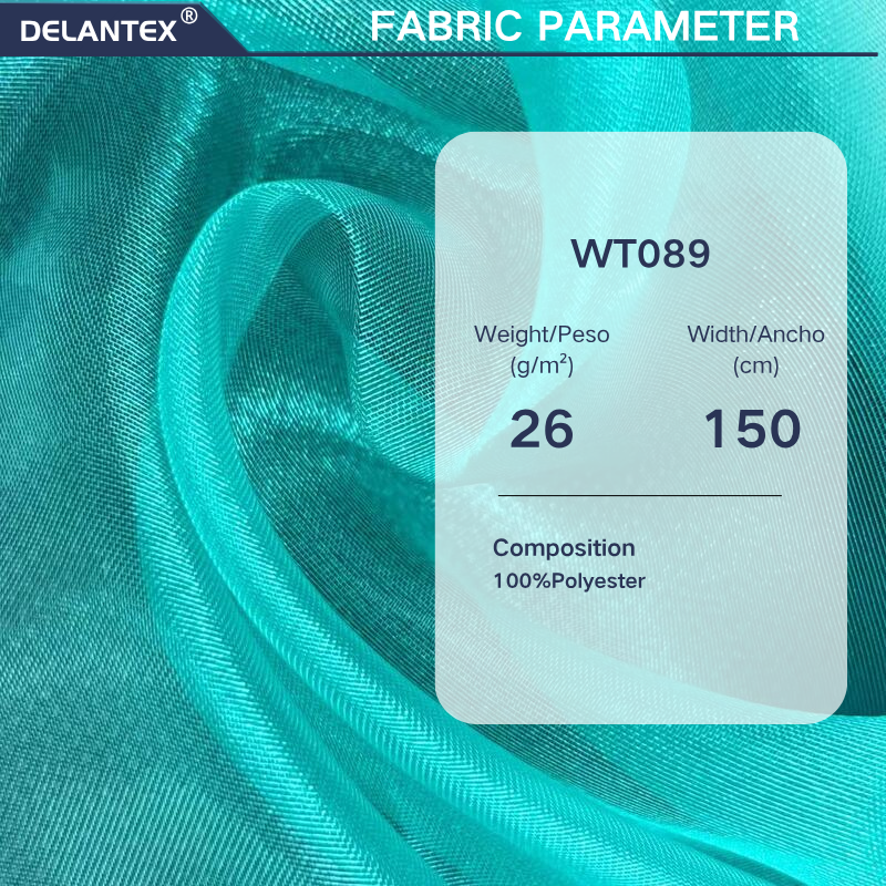 Delantex Custom Wholesale 26gsm 100% Polyester Shiny Organza Fabric For Dress custom fabric manufacturer